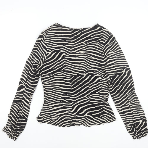 H&M Women's Zebra Print Viscose Button Blouse UK 8