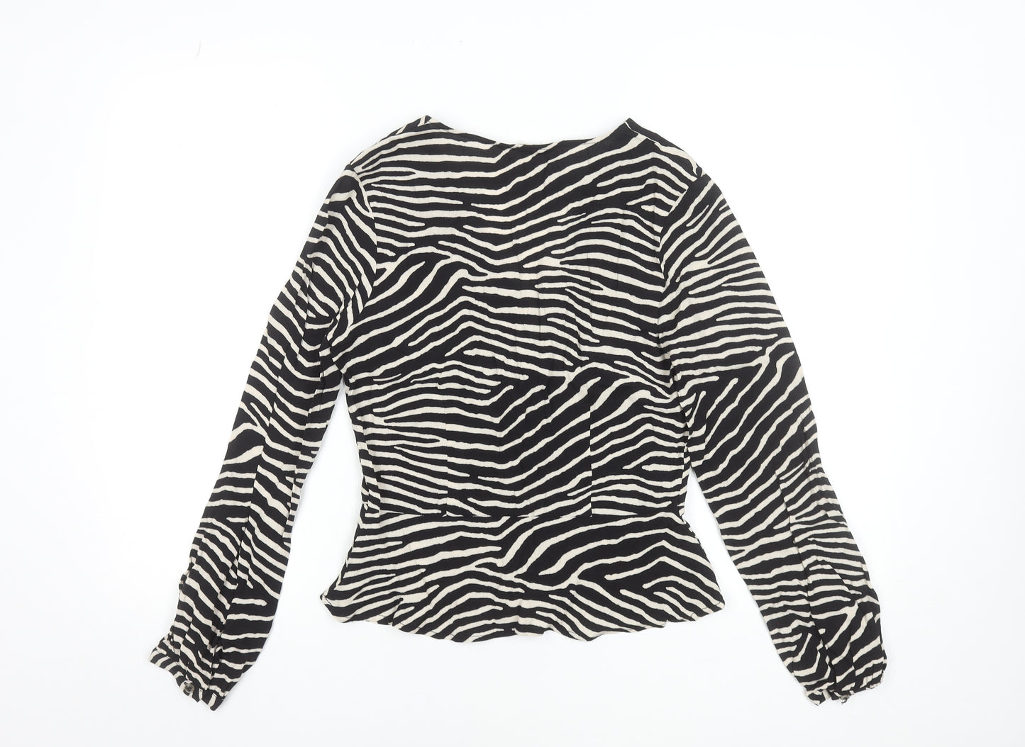 H&M Women's Zebra Print Viscose Button Blouse UK 8