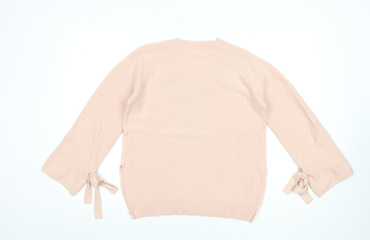 Marks and Spencer Women Beige V-Neck Bow Sleeve Knit Jumper Size 10 Petite