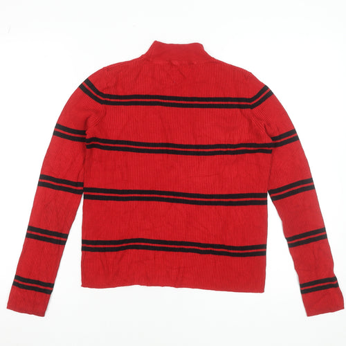 Red Herring Women’s Red Striped Mock Neck Jumper Size 12