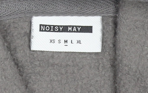 Noisy May Womens Grey Lovers Graphic Pullover Hoodie Size M
