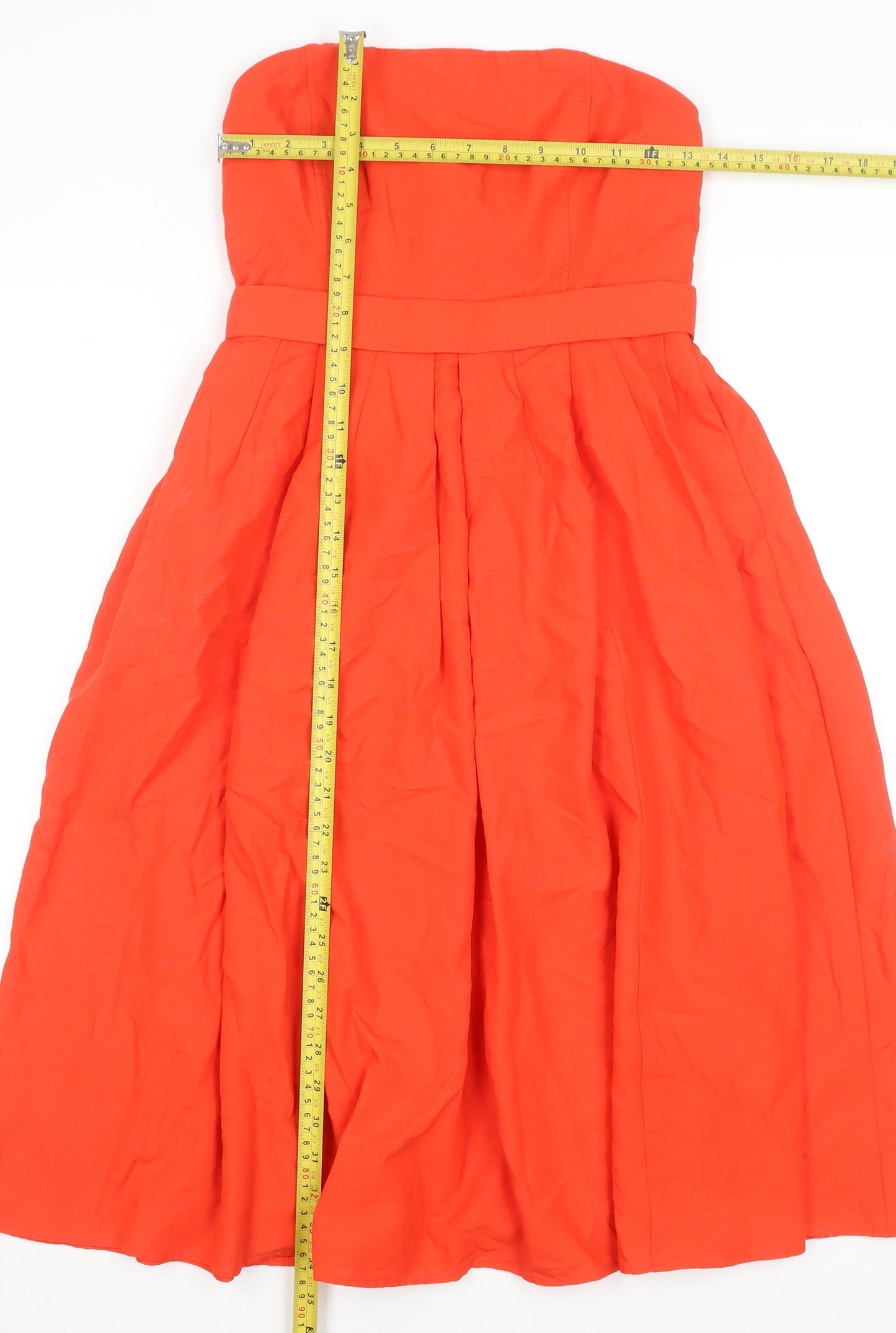 River Island Women's Red Strapless Midi A-Line Dress Size 10