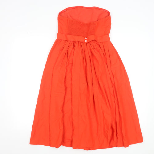 River Island Women's Red Strapless Midi A-Line Dress Size 10