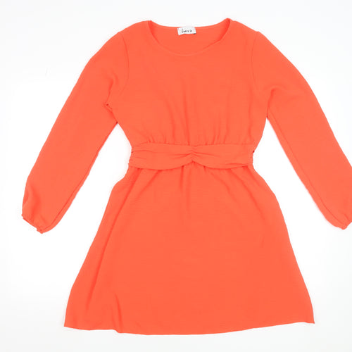 Luna Women's Orange Short A-Line Long Sleeve Dress S/M