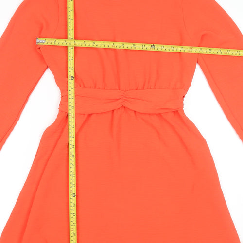 Luna Women's Orange Short A-Line Long Sleeve Dress S/M