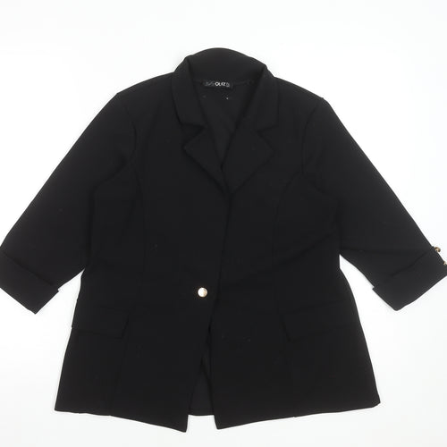 Quiz Women’s Black Blazer Size 12 Classic Mid-Length Jacket