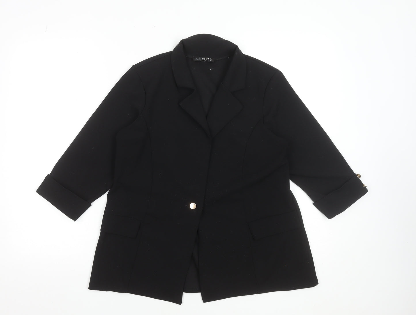Quiz Women’s Black Blazer Size 12 Classic Mid-Length Jacket