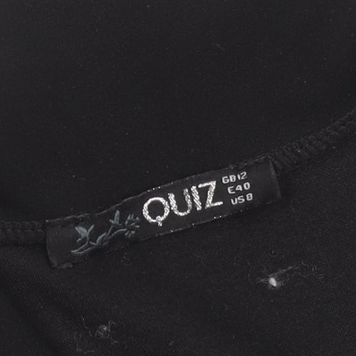 Quiz Women’s Black Blazer Size 12 Classic Mid-Length Jacket