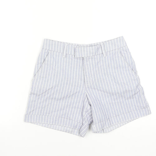 L.O.G.G. Women Blue Striped Chino Shorts Size 6 Cotton Blend