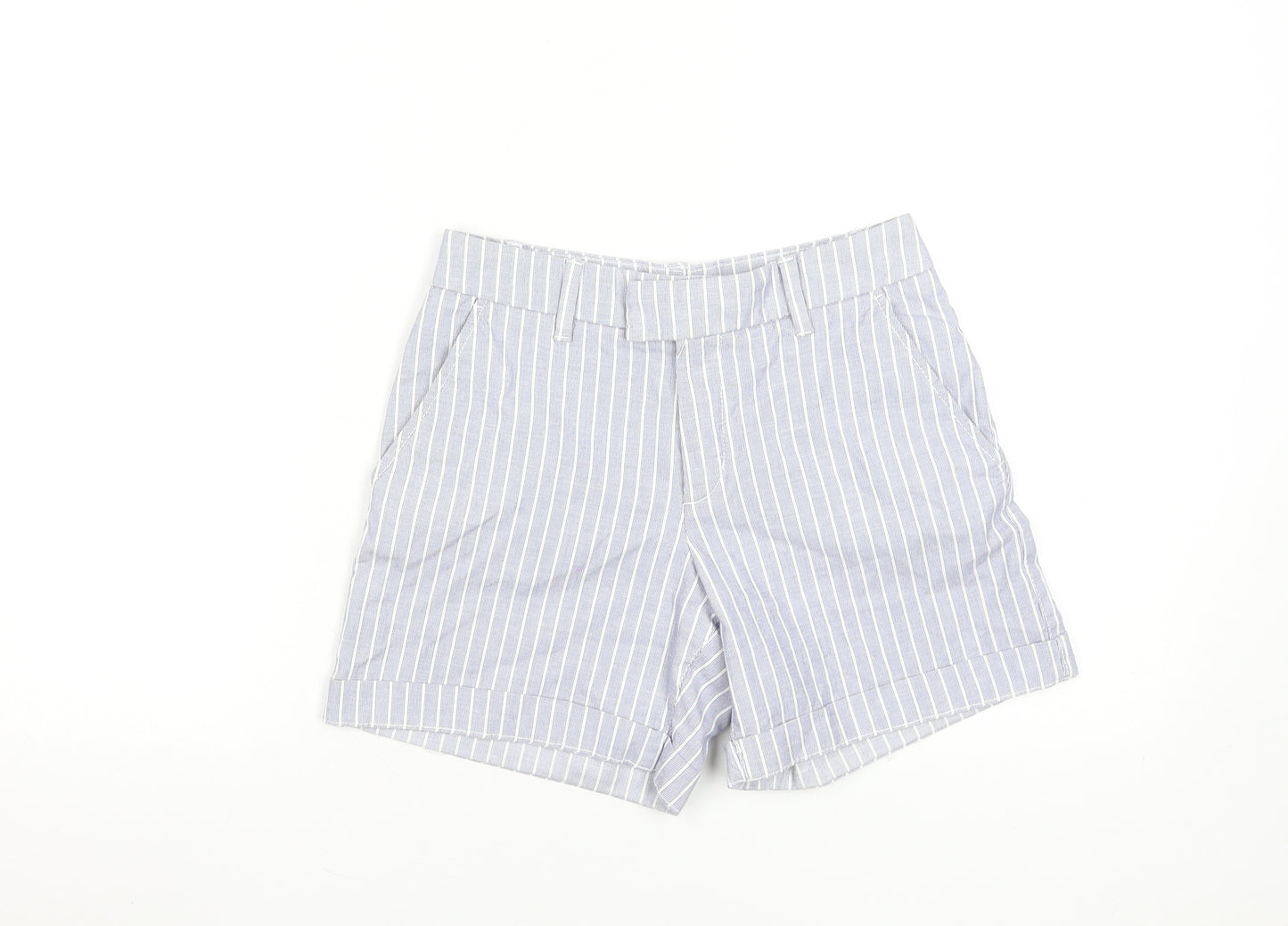 L.O.G.G. Women Blue Striped Chino Shorts Size 6 Cotton Blend
