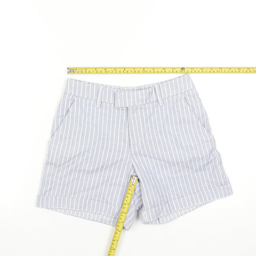 L.O.G.G. Women Blue Striped Chino Shorts Size 6 Cotton Blend