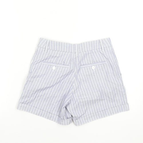 L.O.G.G. Women Blue Striped Chino Shorts Size 6 Cotton Blend