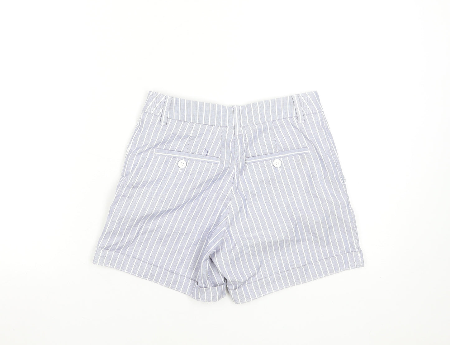 L.O.G.G. Women Blue Striped Chino Shorts Size 6 Cotton Blend