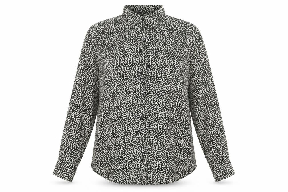 H&M Women’s Black Floral Long Sleeve Button-Up Shirt Size S