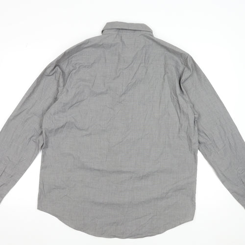 Next Men's Grey Button-Down Long Sleeve Formal Dress Shirt L