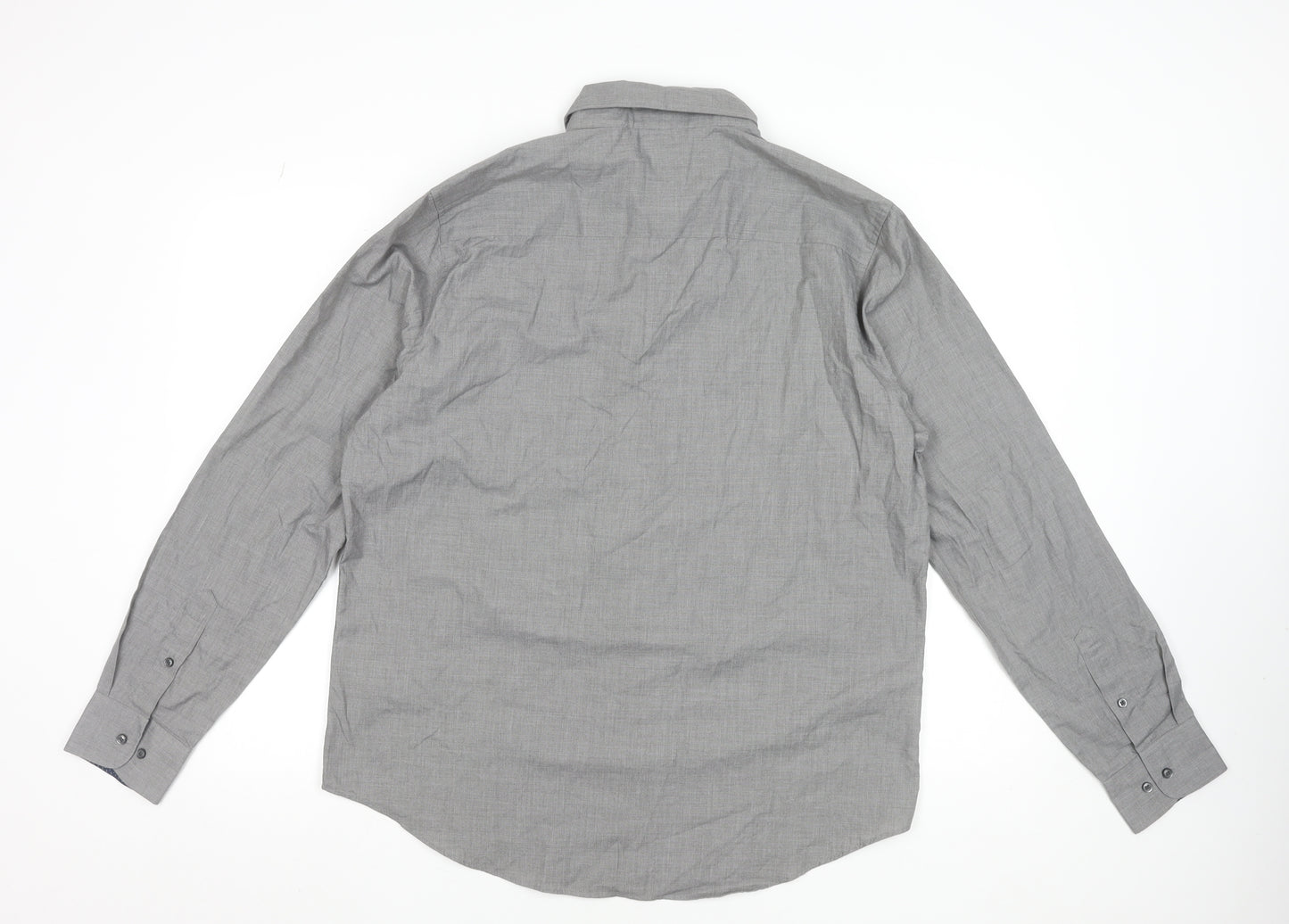 Next Men's Grey Button-Down Long Sleeve Formal Dress Shirt L