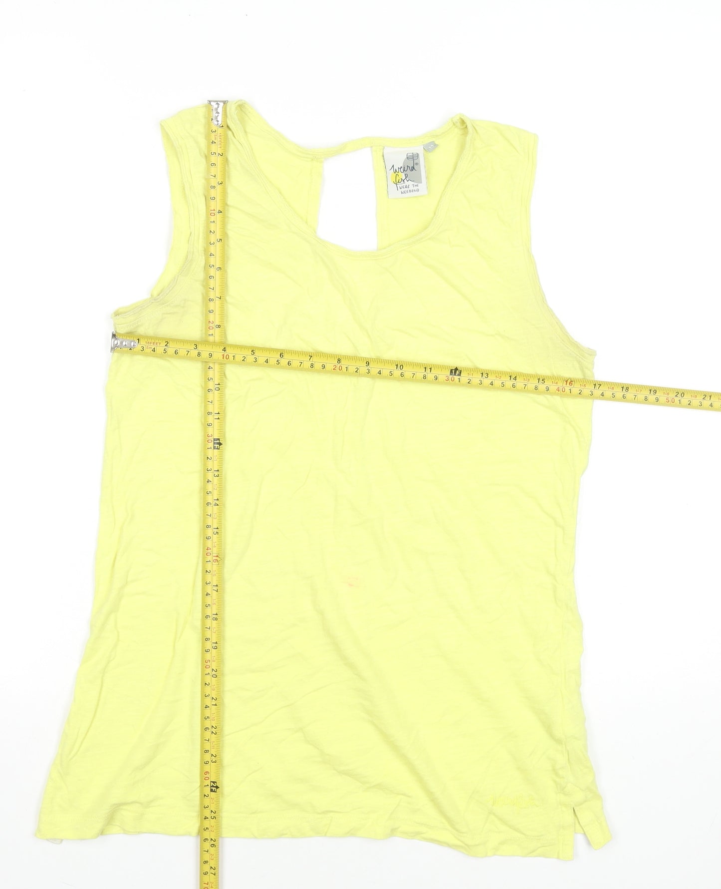 Weird Fish Women's Yellow Cotton Sleeveless Tank Top Size 12