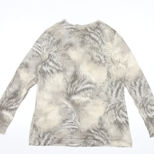 Cavita Women's Beige Abstract Long Sleeve Viscose T-Shirt Size 18