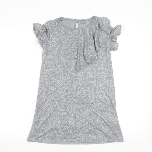 Next Girls Grey Sequin Short Sleeve Shift Party Dress Size 10 Years