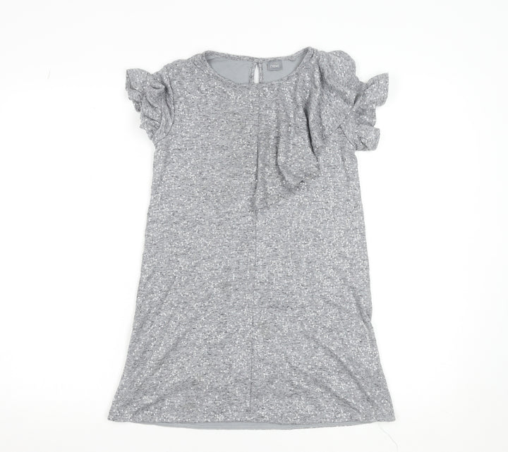 Next Girls Grey Sequin Short Sleeve Shift Party Dress Size 10 Years