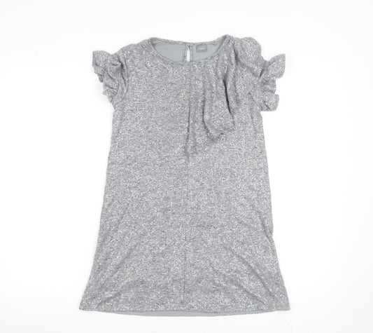 Next Girls Grey Sequin Short Sleeve Shift Party Dress Size 10 Years