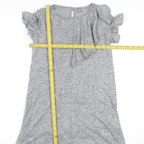 Next Girls Grey Sequin Short Sleeve Shift Party Dress Size 10 Years