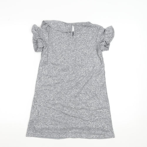 Next Girls Grey Sequin Short Sleeve Shift Party Dress Size 10 Years