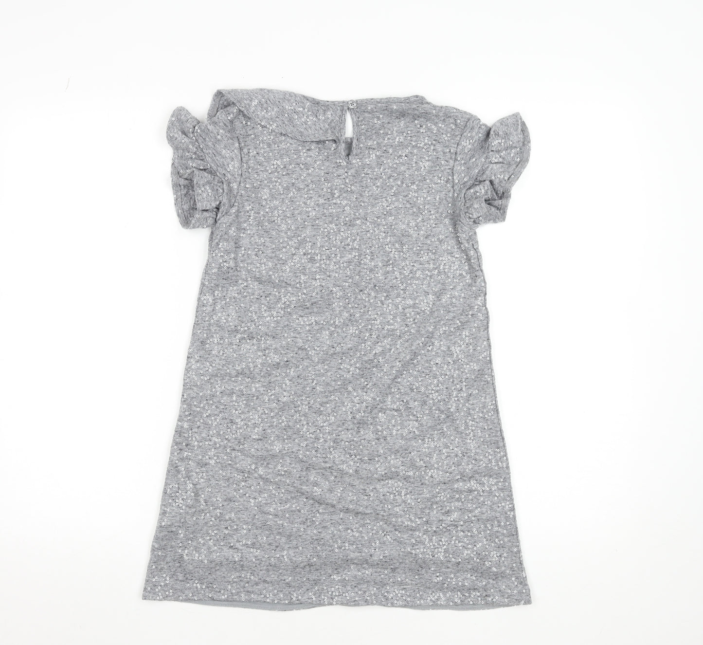 Next Girls Grey Sequin Short Sleeve Shift Party Dress Size 10 Years