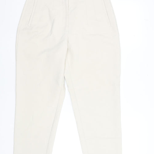 Zara Women Ivory High Rise Slim Tapered Trousers Size L