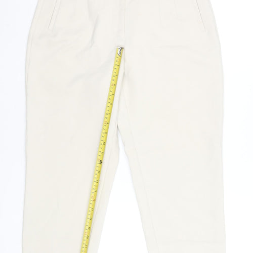 Zara Women Ivory High Rise Slim Tapered Trousers Size L