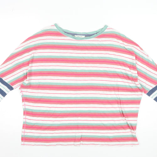 White Stuff Womens Multicoloured Striped Cotton 3/4 Sleeve T-Shirt Size 14