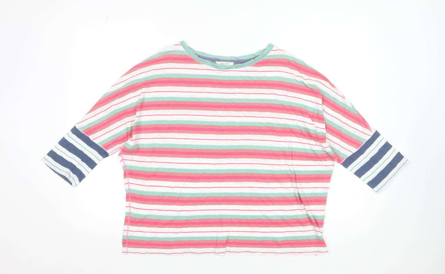 White Stuff Womens Multicoloured Striped Cotton 3/4 Sleeve T-Shirt Size 14