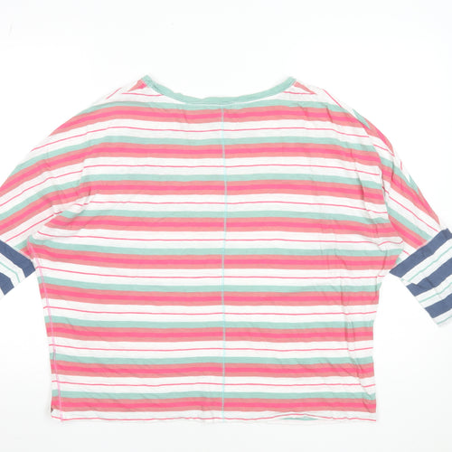 White Stuff Womens Multicoloured Striped Cotton 3/4 Sleeve T-Shirt Size 14