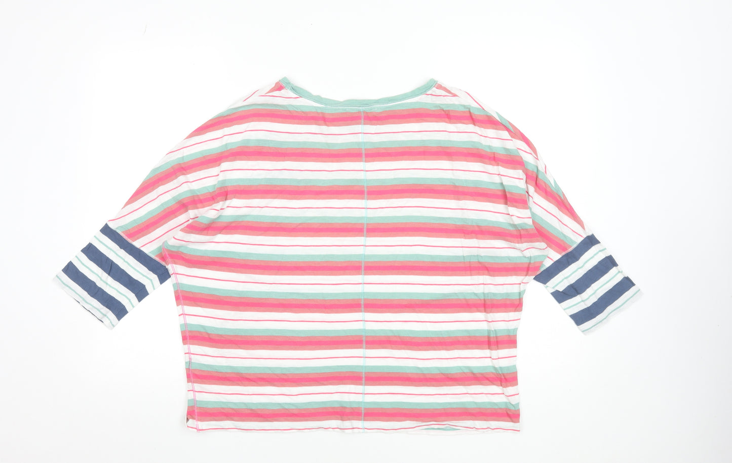 White Stuff Womens Multicoloured Striped Cotton 3/4 Sleeve T-Shirt Size 14