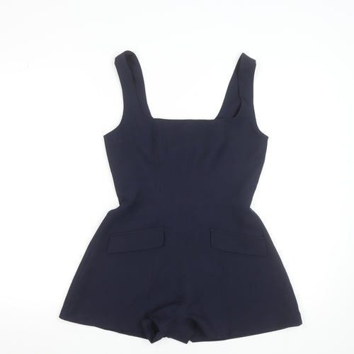 PrettyLittleThing Women's Navy Blue Playsuit UK 6 Polyester Blend Zip Back
