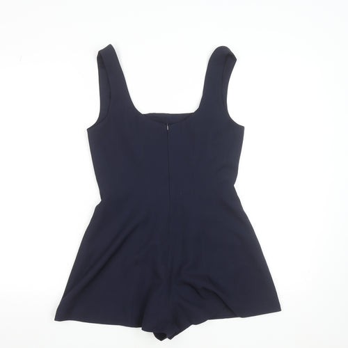 PrettyLittleThing Women's Navy Blue Playsuit UK 6 Polyester Blend Zip Back