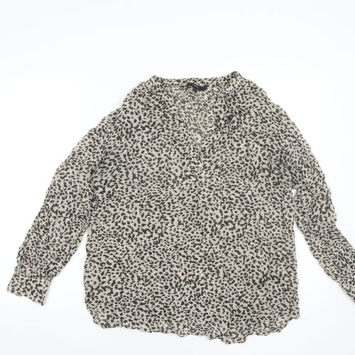 Next Women Beige Animal Print Viscose Tunic Blouse Size 12