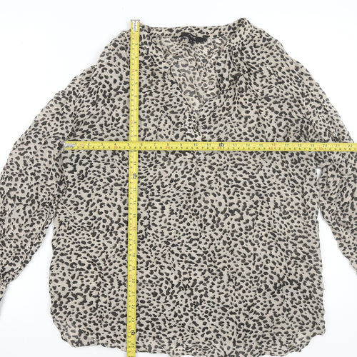Next Women Beige Animal Print Viscose Tunic Blouse Size 12