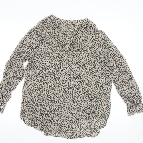 Next Women Beige Animal Print Viscose Tunic Blouse Size 12
