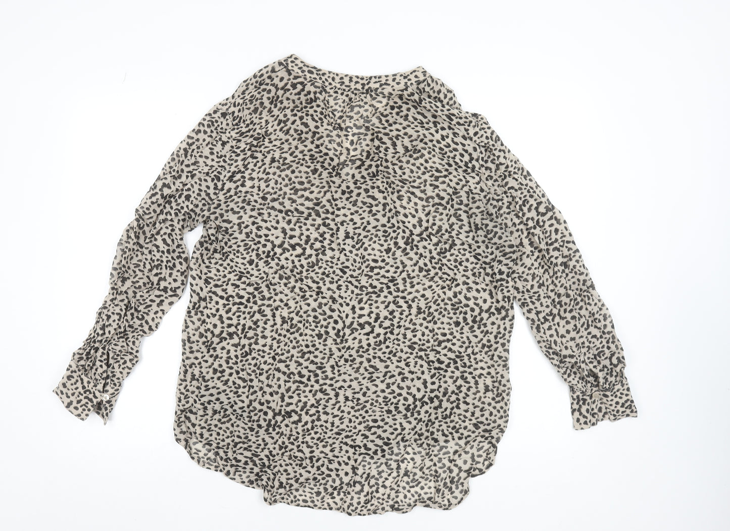 Next Women Beige Animal Print Viscose Tunic Blouse Size 12