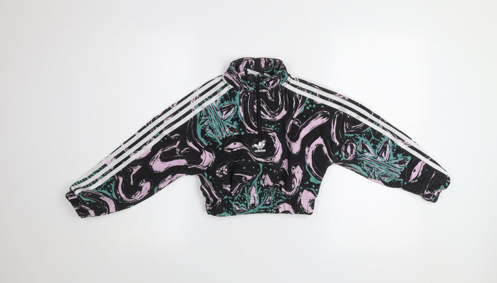 Adidas Girls Multicoloured 7-8 Years Pullover Graphic Half Zip Sweatshirt