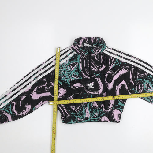 Adidas Girls Multicoloured 7-8 Years Pullover Graphic Half Zip Sweatshirt