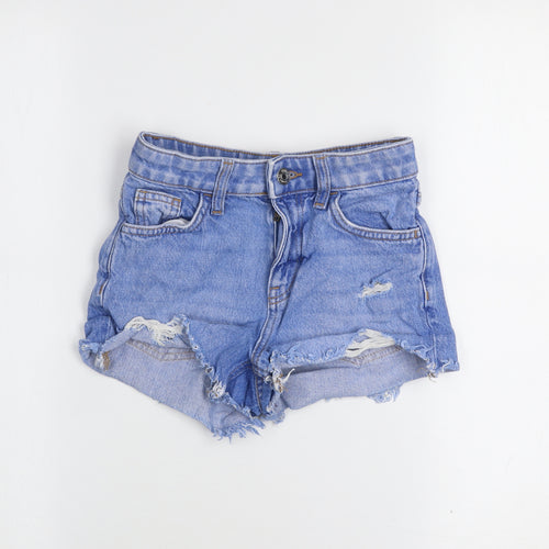 Primark Girls Blue High Rise Distressed Denim Shorts Age 8-9 Years