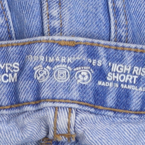 Primark Girls Blue High Rise Distressed Denim Shorts Age 8-9 Years