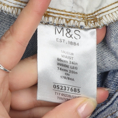 Marks and Spencer Men's Blue Straight Leg Jeans 34W 29L Denim Cotton