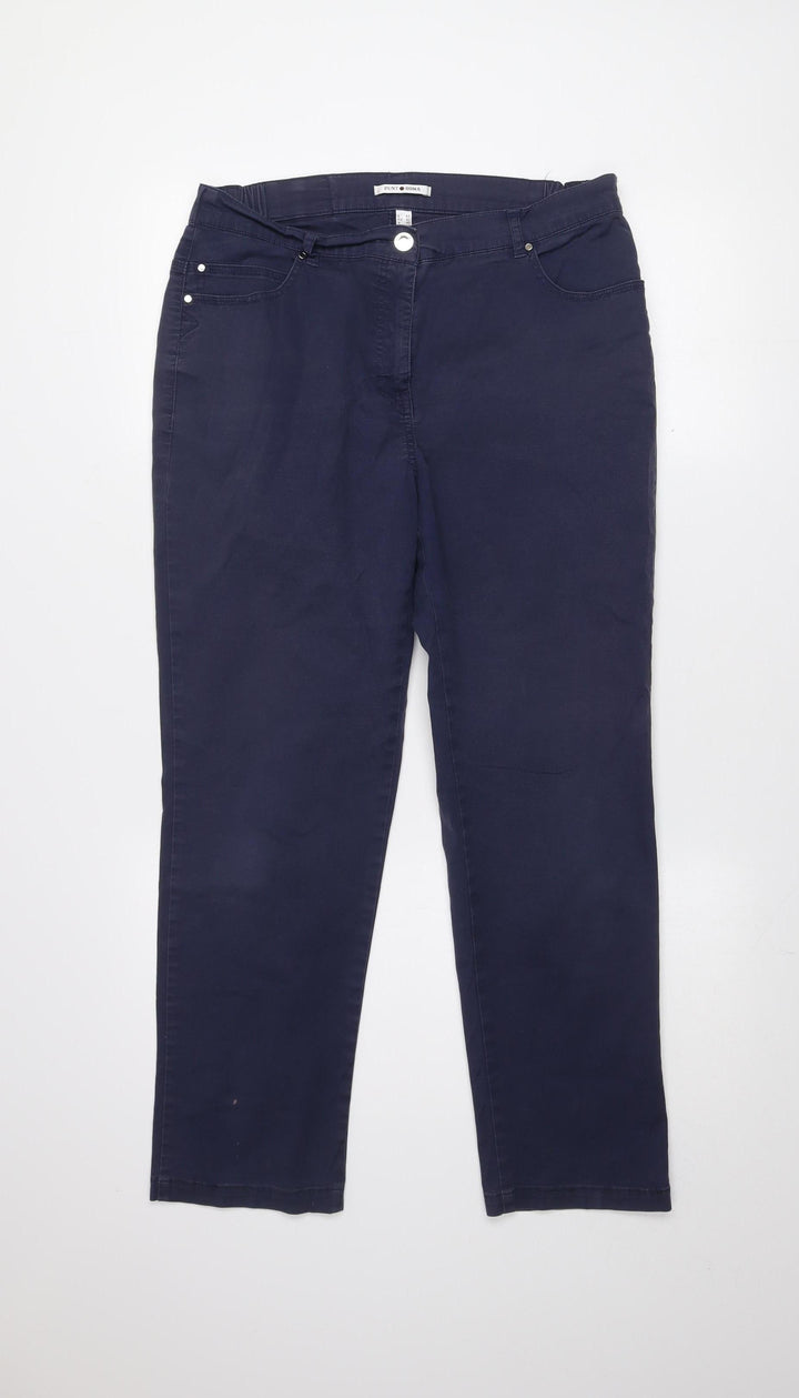 Punt Roma Women's Blue Chino Trousers Size 14 Straight Leg