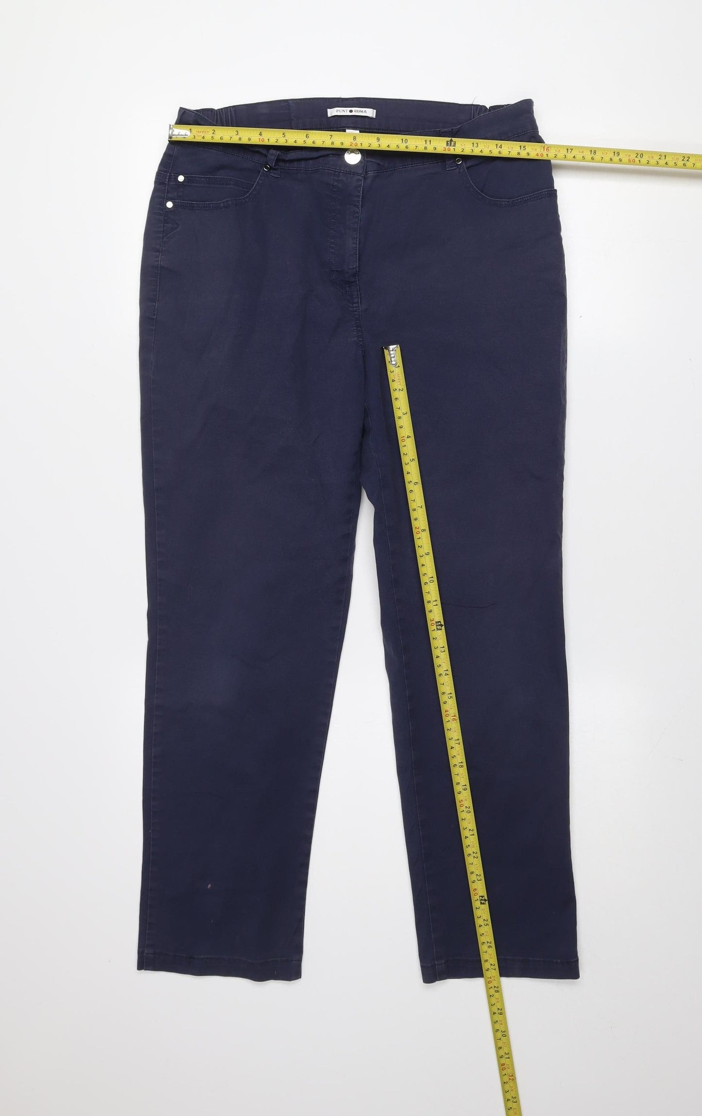 Punt Roma Women's Blue Chino Trousers Size 14 Straight Leg