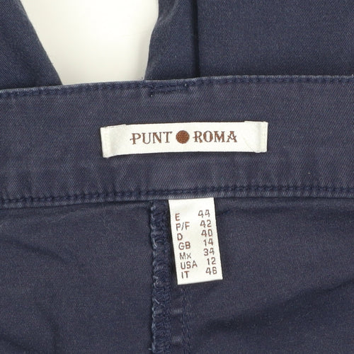 Punt Roma Women's Blue Chino Trousers Size 14 Straight Leg