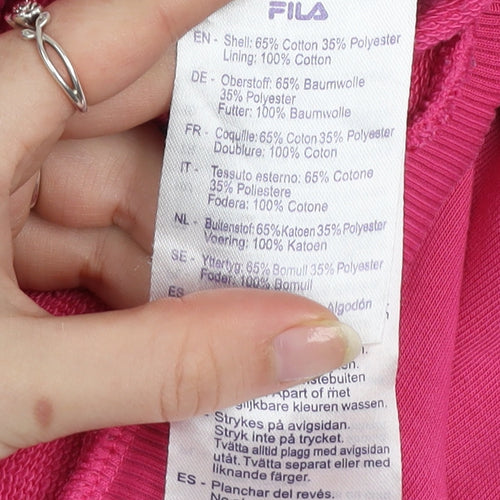 Fila Women’s Pink Pullover Hoodie Medium Cotton Blend Casual
