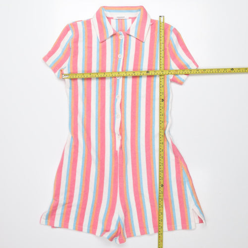 Peppermayo Women’s Multicoloured Striped Cotton Collared Short Sleeve Playsuit Size 10